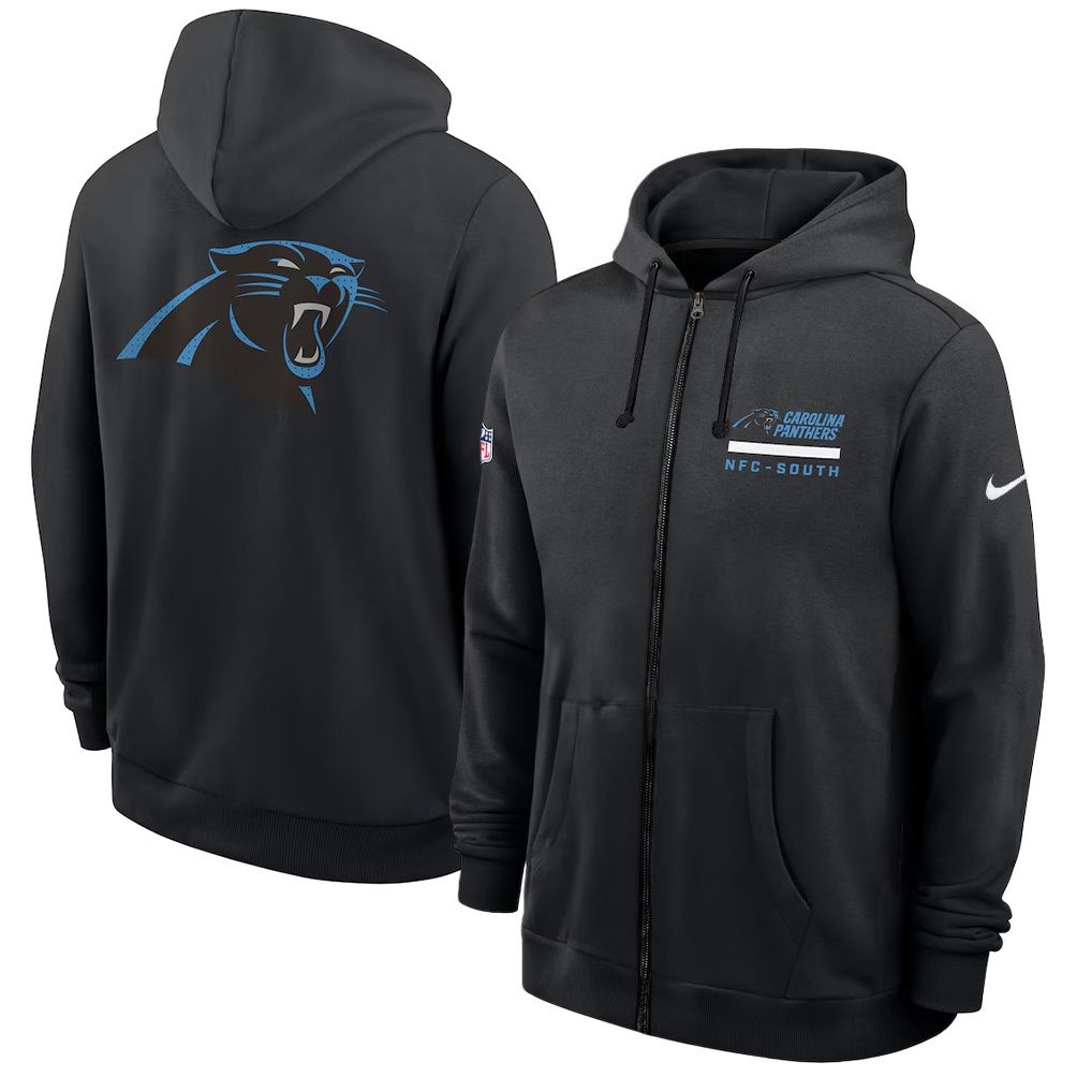 Men 2026 NFL Carolina Panthers zip-up hoodie black 01->san francisco 49ers->NFL Jersey